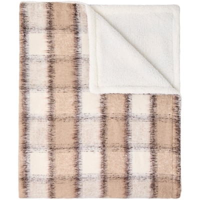 Sherpa Throw - Taupe Plaid