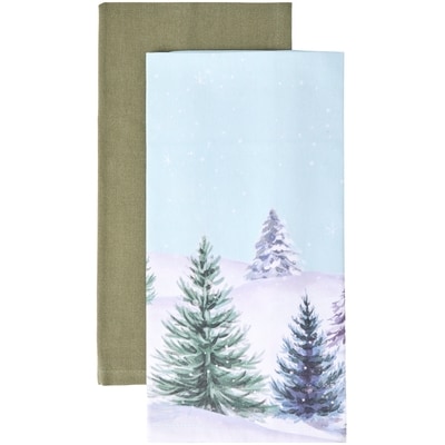 Cotton Tea Towels 2 Pack - Tree Scene