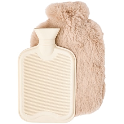 Bouillotte avec housse en similifourrure – taupe