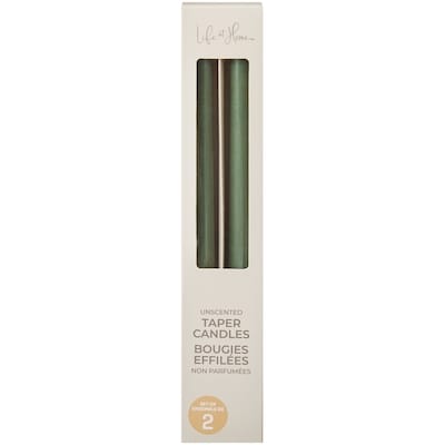 Life at Home Unscented Taper Candles 2 Pack - Green 2 ea, $3.50/1ea