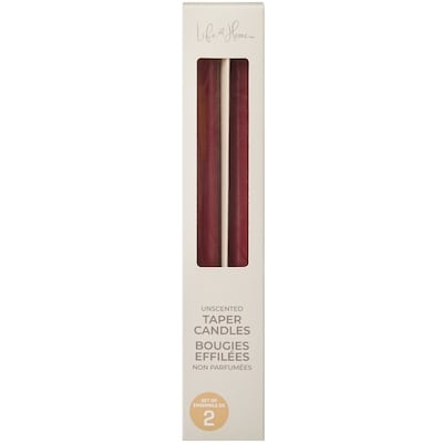Life at Home Lot de 2 bougies effilées non parfumées – rouge 1 ea, 7,00 $/1ch
