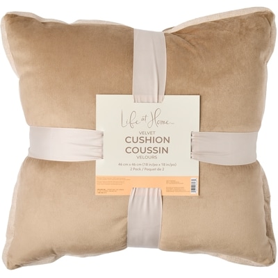 Life at Home Velvet Cushion 2 Pack - Brown 2 ea, $12.50/1ea