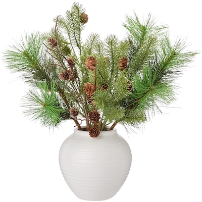 Life at Home Faux Mixed Pine and Pinecone Plant with Ceramic Vase 1 ea, $20.00/1ea