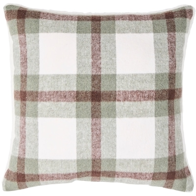 Life at Home Sherpa Cushion - Green Plaid 1 ea, $20.00/1ea