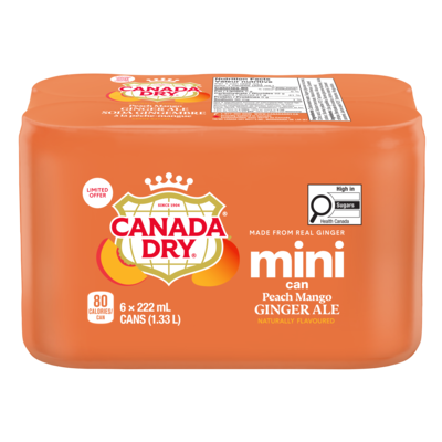 Canada Dry Peach Mango Ginger Ale 6x222.0 ml, $0.69/100ml