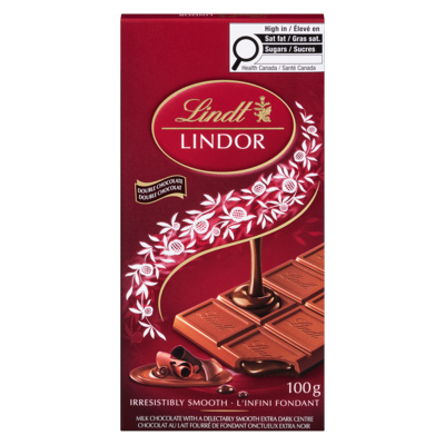 Lindt Chocolat au lait fourré de fondant onctueux extra noir double chocolat 100 g, 5,99 $/100g