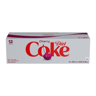 Coca-Cola Diet Cherry Soda Pop 12x355.0 ml, $0.21/100ml