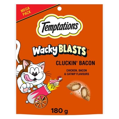 Temptations Wacky Blasts Cat Treats, Cluckin’ Bacon Flavour 180 g, $1.66/100g
