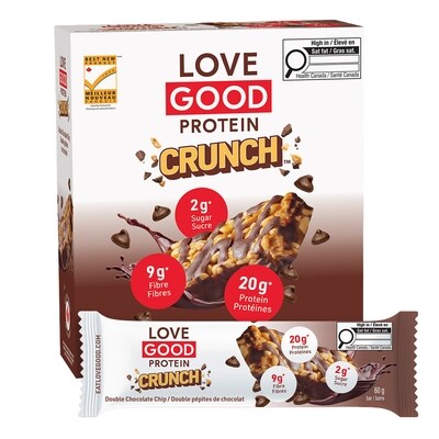 LOVE GOOD Protein Crunch Double Chocolate Chip Bar Caddy 12x60.0 g, $7.98/100g
