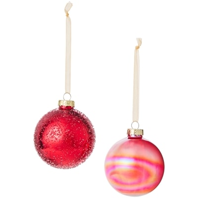 Mixed Glass Ornaments 4 Pack - Red