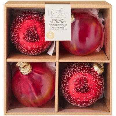 Life at Home Lot de 4 ornements en verre assortis – rouge 1 ea, 14,00 $/1ch