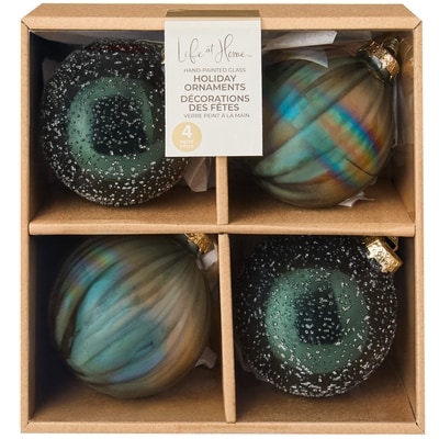 Life at Home Mixed Glass Ornaments 4 Pack - Dark Green 1 ea, $14.00/1ea