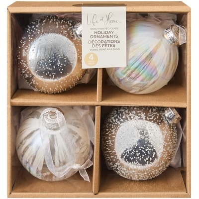Life at Home Mixed Glass Ornaments 4 Pack - Silver 1 ea, $14.00/1ea