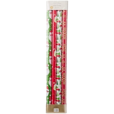 Life at Home Papier-cadeau épais, lot de 4 – assortiment rouge et vert avec père Noël 1 ea, 8,00 $/1ch