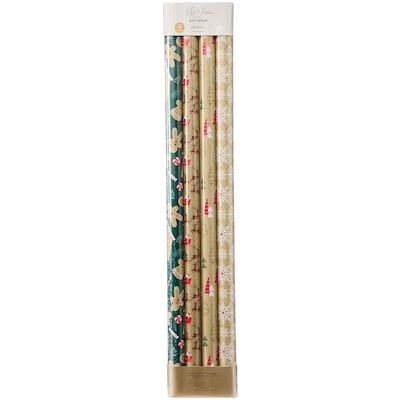 Life at Home Heavyweight Gift Wrap 4 Pack - Sugar Cookies and Snowflakes Mix 1 ea, $8.00/1ea