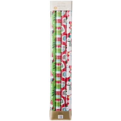 Life at Home Papier-cadeau épais, lot de 4 rouleaux – assortiment avec bonshommes de neige et pères Noël 1 ea, 8,00 $/1ch