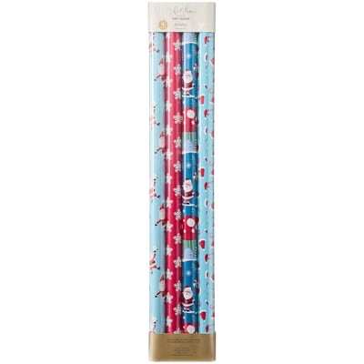 Life at Home Heavyweight Gift Wrap 4 Pack - Blue and Red Santa Mix 1 ea, $8.00/1ea
