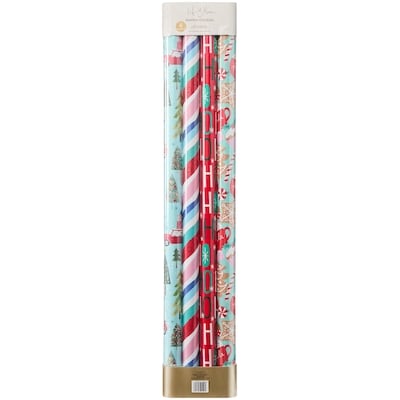 Life at Home Papier-cadeau épais, lot de 4 rouleaux – assortiment de sucreries et de sapins 1 ea, 8,00 $/1ch