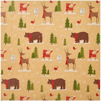 Papier-cadeau Kraft épais, rouleau géant – faune sauvage