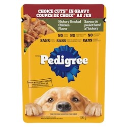 Pedigree Nourriture humide pour chiens adultes COUPES DE CHOIX AU JUS saveur de poulet fumé à l’hickory, sachet de 100 g 100 g, 1,10 $/100g