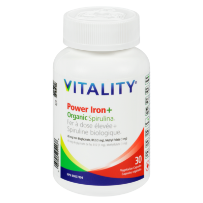 VITALITY Power Iron + Organic Spirulina 30 ea, $0.83/1ea