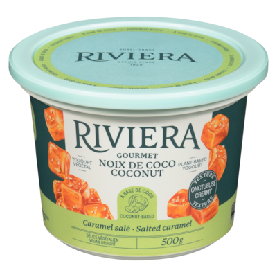 Riviera Plant-Based Yogourt Cocount Salted Caramel 500 g, $1.60/100g