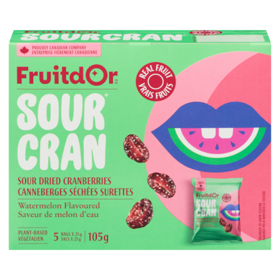 Fruit d'Or Sour Dried Cranberries Watermelon Flavoured 105 g, $4.75/100g