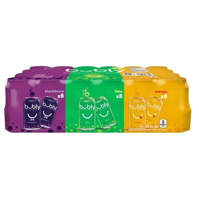 Bubly Sparkling Water 3 Flavour Variety Pack Sparkling Water 24x355.0 ml, $0.15/100ml
