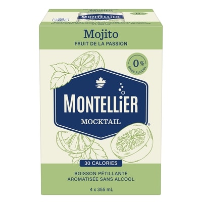 Montellier Boisson Pétillante Aromatisée Sans Alcool Mocktail Mojito Fruit de la Passion 4x355.0 ml, 0,49 $/100ml