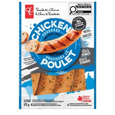 le Choix du Président Saucisses de poulet fumées épinards et feta 375 g, 1,87 $/100g