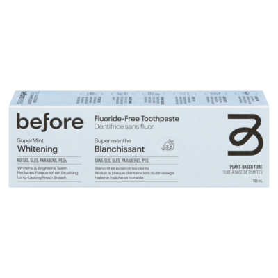 Before Fluoride-Free Toothpaste Supermint Whitening 100 ml, $9.99/100ml