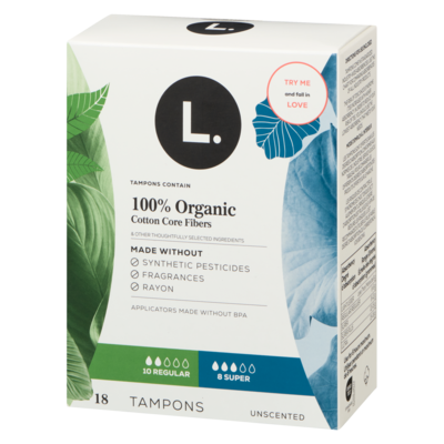 Tampons, Unscented Organic Cotton, 18 Count