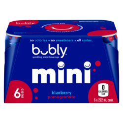 Bubly Sparkling Water Mini Blueberry Pomegranate 6x222.0 ml, $0.37/100ml