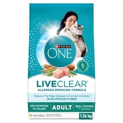 Purina ONE LiveClear Dry Cat Food Allergen-Reducing Formula With Real Chicken 1360 g, $1.98/100g