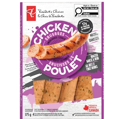 le Choix du Président Saucisse de poulet ail et herbes  375 g, 1,73 $/100g