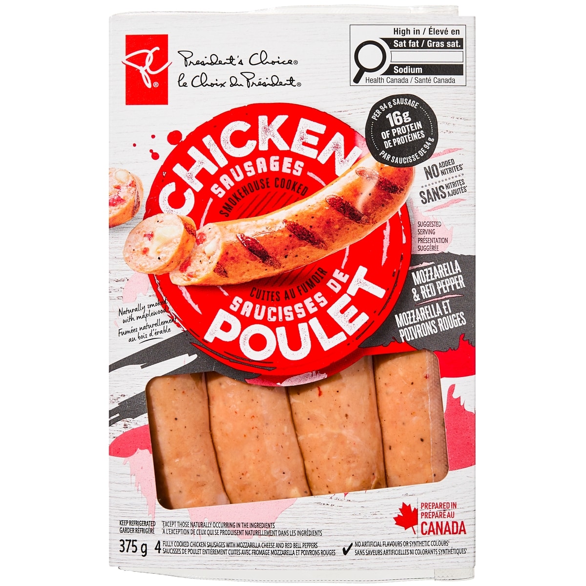 President's Choice Chicken Sausage Mozzarella & Red Pepper