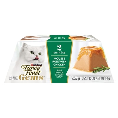 Purina Fancy Feast Gems Wet Cat Food Mousse Paté with Chicken 2 Count 114 g, $2.62/100g