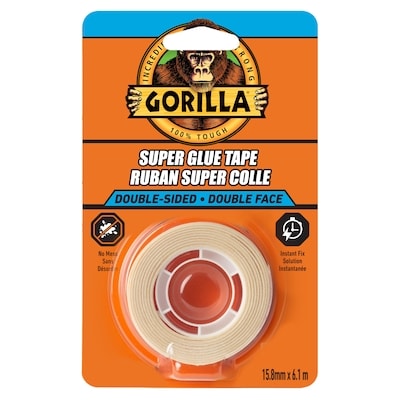 Gorilla Double-Sided Super Glue Tape, 6m/20ft, Clear 1 ea, $16.50/1ea