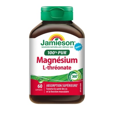 Jamieson Capsules magnésium L-thréonate pur à 100% 60 ea, 0,42 $/1ch