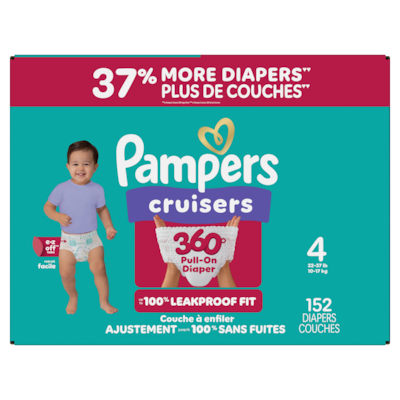 Pampers Diapers - Cruisers 360° - Size 4, 152 Count 152 ea, $0.39/1ea