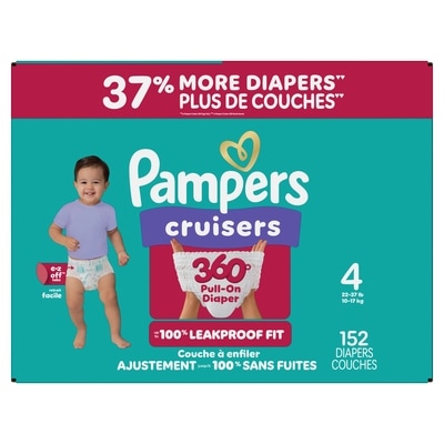 Pampers Couches Cruisers 360°, taille 4, 152 unités 152 ea, 0,35 $/1ch