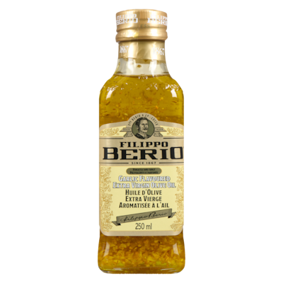 Filippo Berio Huile d'olive extra vierge aromatisée à l'ail 250 ml, 5,60 $/100ml