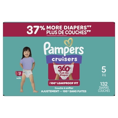Pampers Couches Cruisers 360°, taille 5, 132 unités 132 ea, 0,45 $/1ch