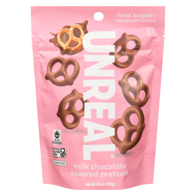 UNREAL Milk Chocolate Covered Pretzels 100 g, $11.99/100g