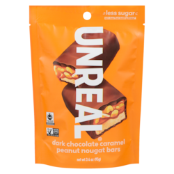 UNREAL Dark Chocolate Caramel Peanut Nougat Bars 95 g, $12.62/100g