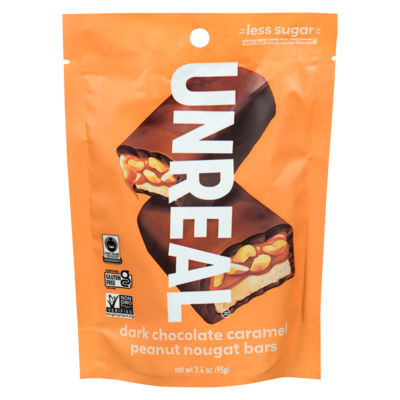 UNREAL Dark Chocolate Caramel Peanut Nougat Bars 95 g, $11.57/100g