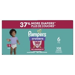 Pampers Diapers - Cruisers 360° - Size 6, 108 Count 108 ea, $0.49/1ea