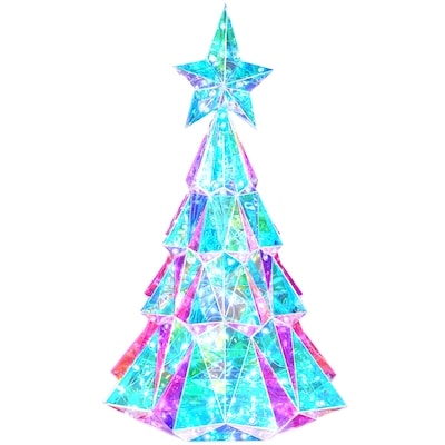 Décoration des Fêtes lumineuse en forme de sapin irisé