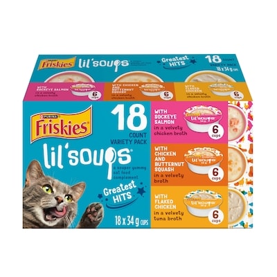 Purina Friskies Lil' Soups Cat Treats Greatest Hits Variety Pack 18 Count 612 g, $3.51/100g