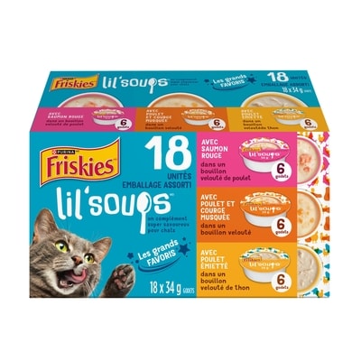 Purina Friskies lil' soups gâteries pour chats les grands favoris emballage assorti 612 g, 4,41 $/100g